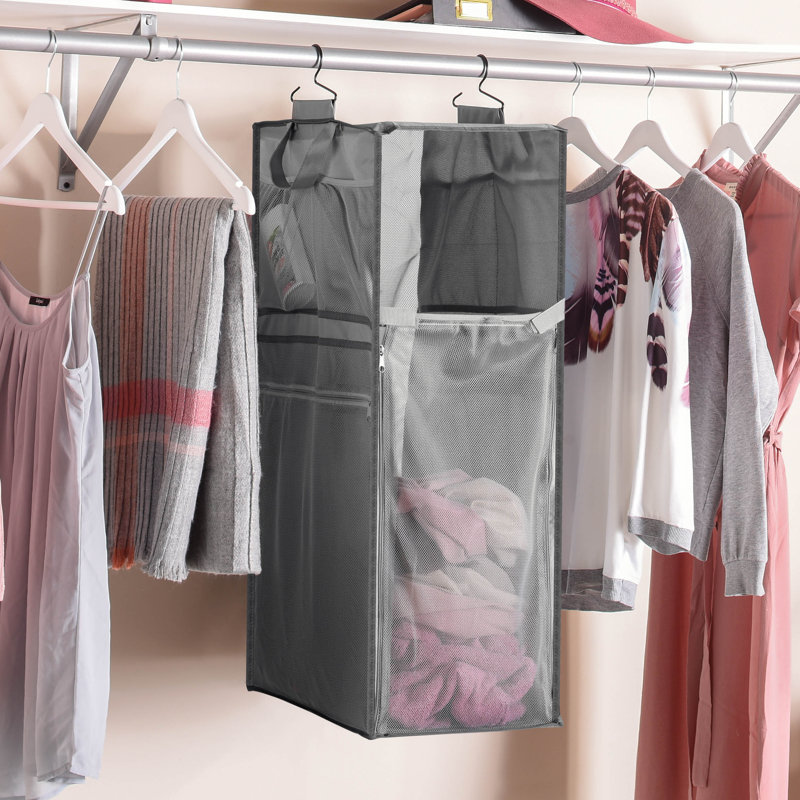 Rebrilliant Hanging Laundry Hamper with Side Pockets and Carrying